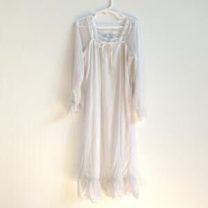 F.G.Y Nightgown Girls Sz 130 (8) White Sheer Vintage Classic